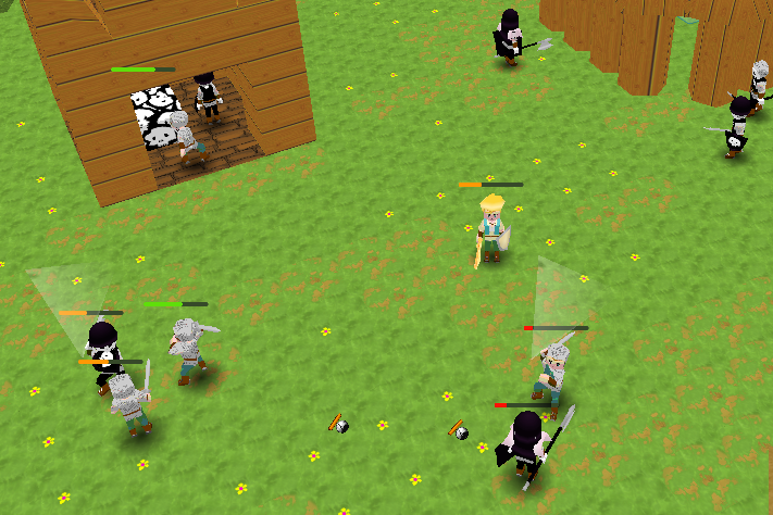 Dragon Banner game clip of the player's hirlings fighting skeleton enemies.