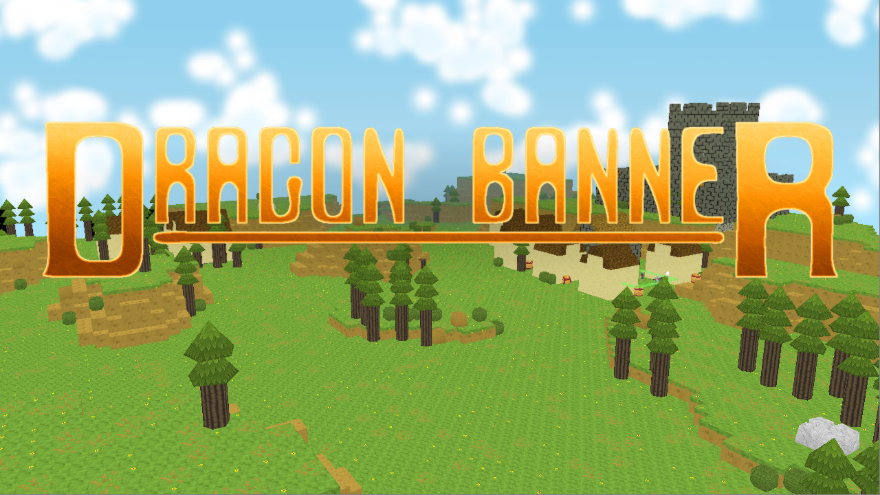 Dragon Banner logo with a cloth banner in the background.  The banner has markings that make up a stylized dragon shape.