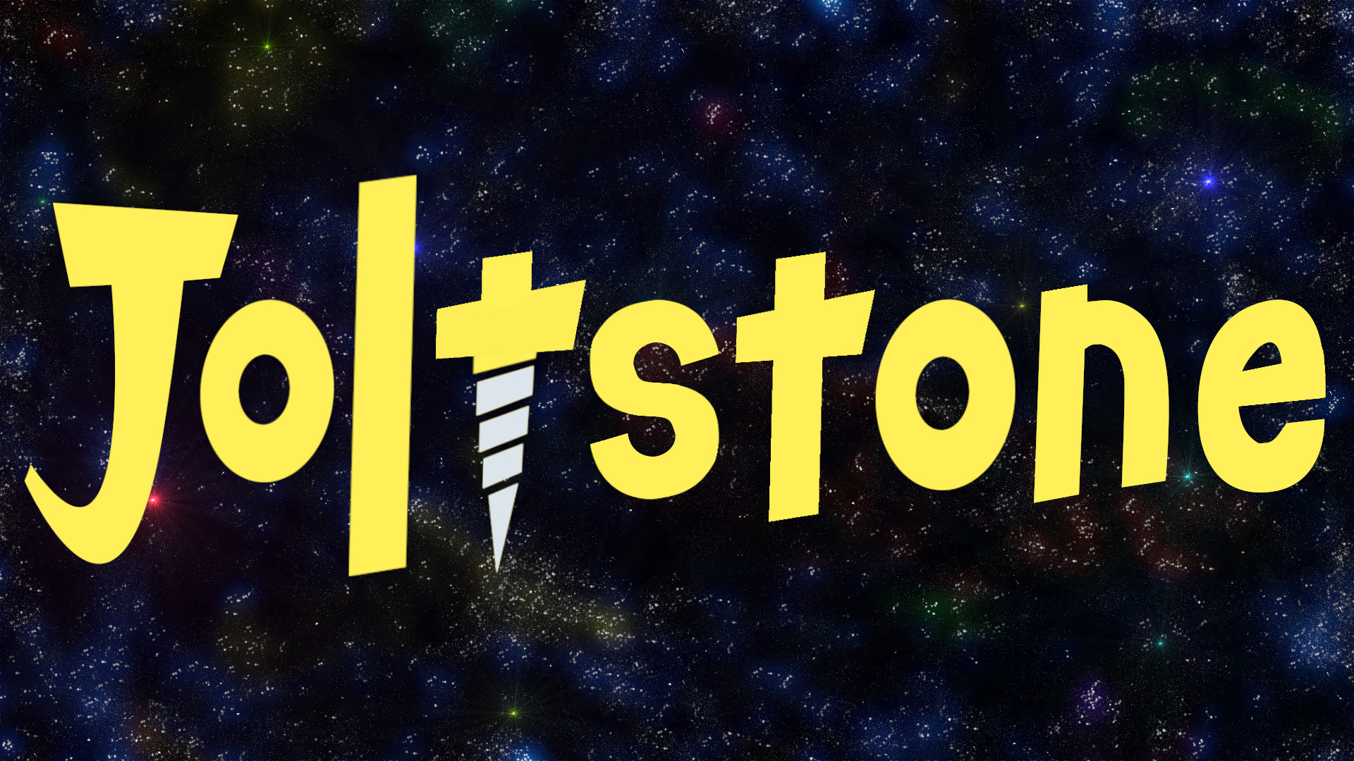 Joltstone logo with a stary colorful galaxy in the background.